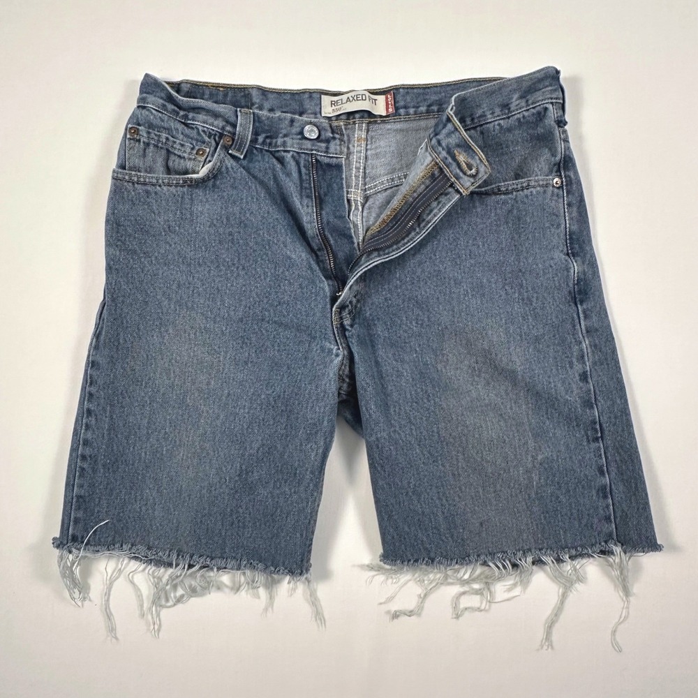 Vintage Y2K Levi's 550 Relaxed Fit Jorts W36 34.5 Light Wash Denim Cutoff Shorts